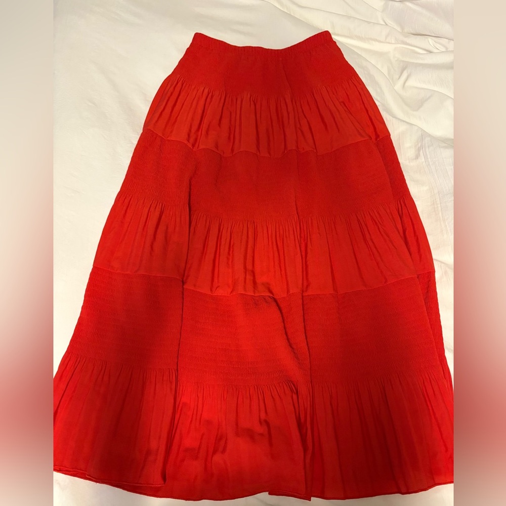 Elegant Red Tiered Skirt